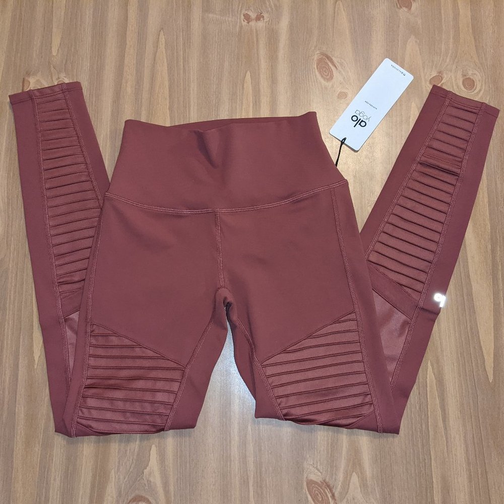 NWT Alo Yoga High Rise Moto Leggings in Earth Sz M - Picture 7 of 12
